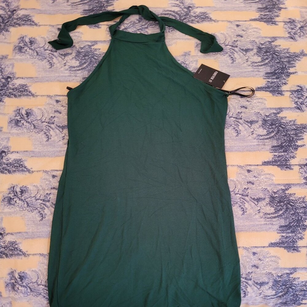 Emerald Green Halter Bodycon Mini Dress, Forever 21 size L, new with tag